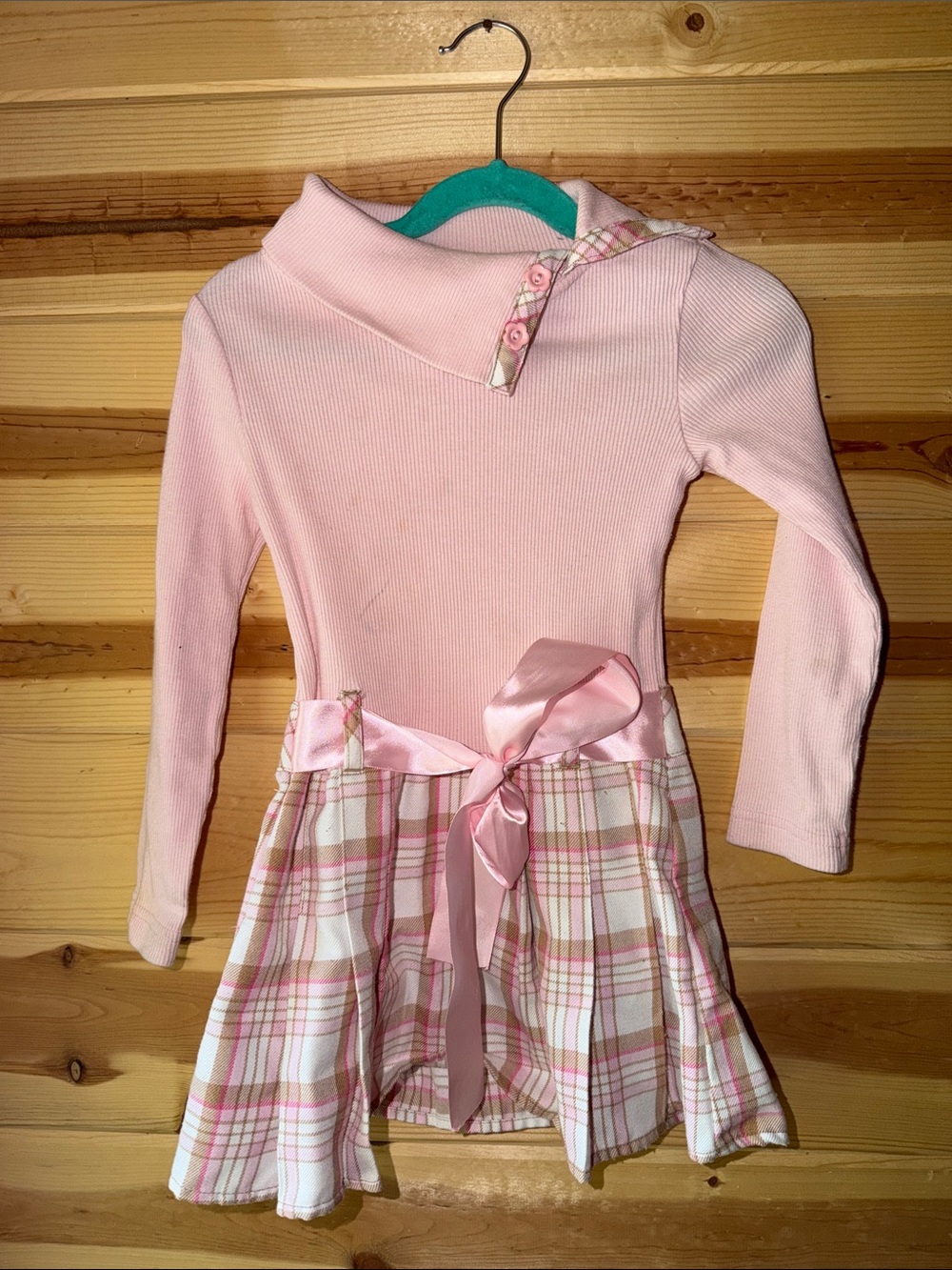 Emily West Pink Ribbed Girls Top with Collar Detail